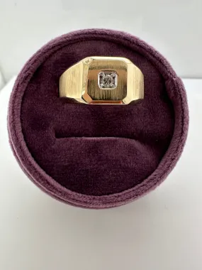 14K Yellow Gold Diamond Gents Ring