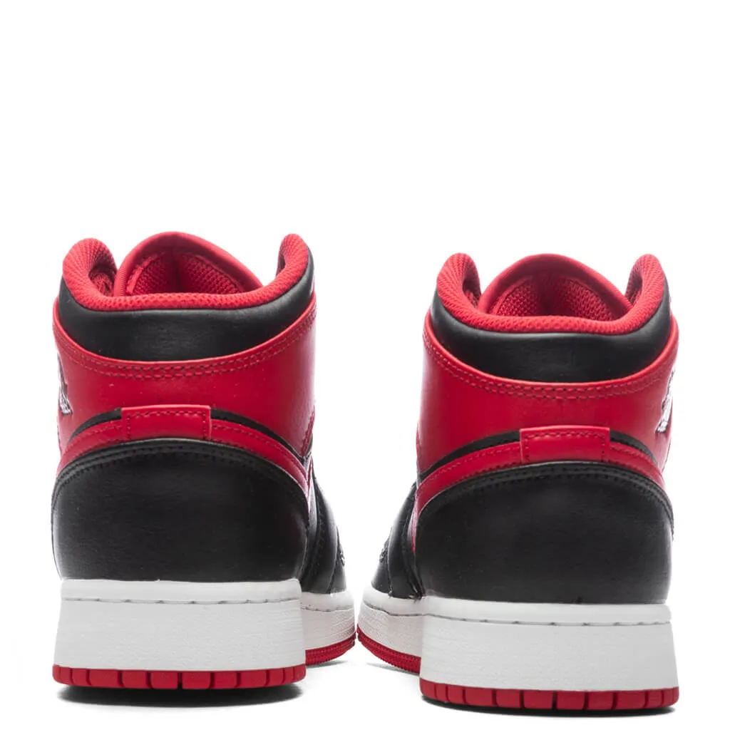 Air Jordan 1 Mid (GS) - Black/Fire Red/White