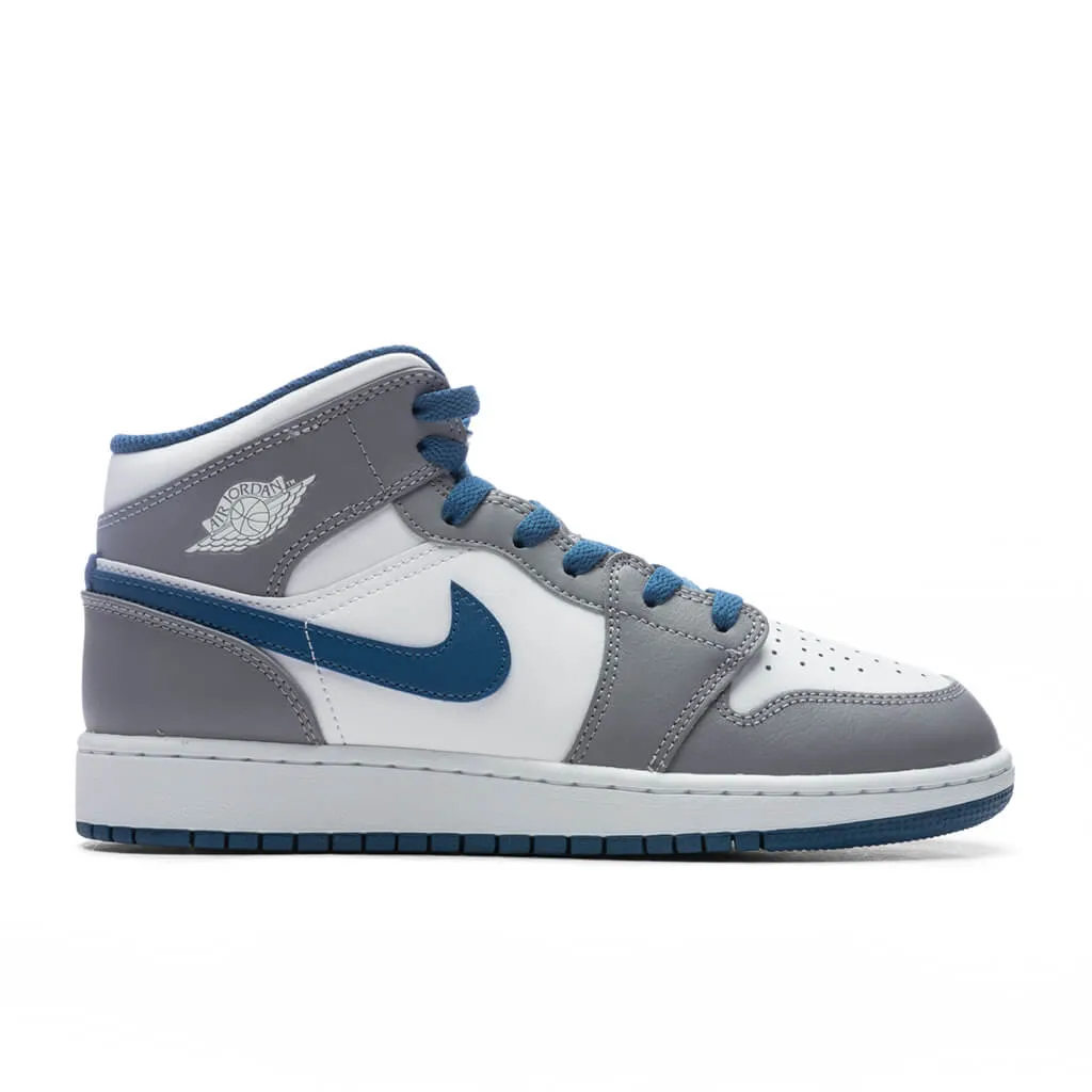 Air Jordan 1 Mid (GS) - Cement Grey/White/True Blue