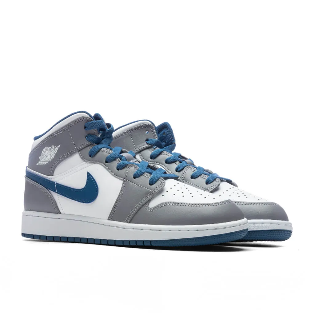 Air Jordan 1 Mid (GS) - Cement Grey/White/True Blue