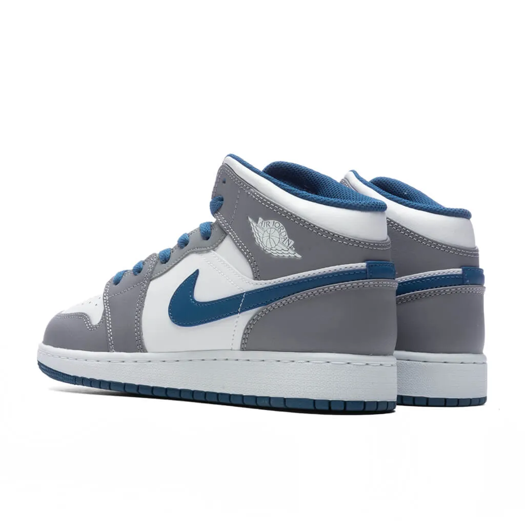 Air Jordan 1 Mid (GS) - Cement Grey/White/True Blue