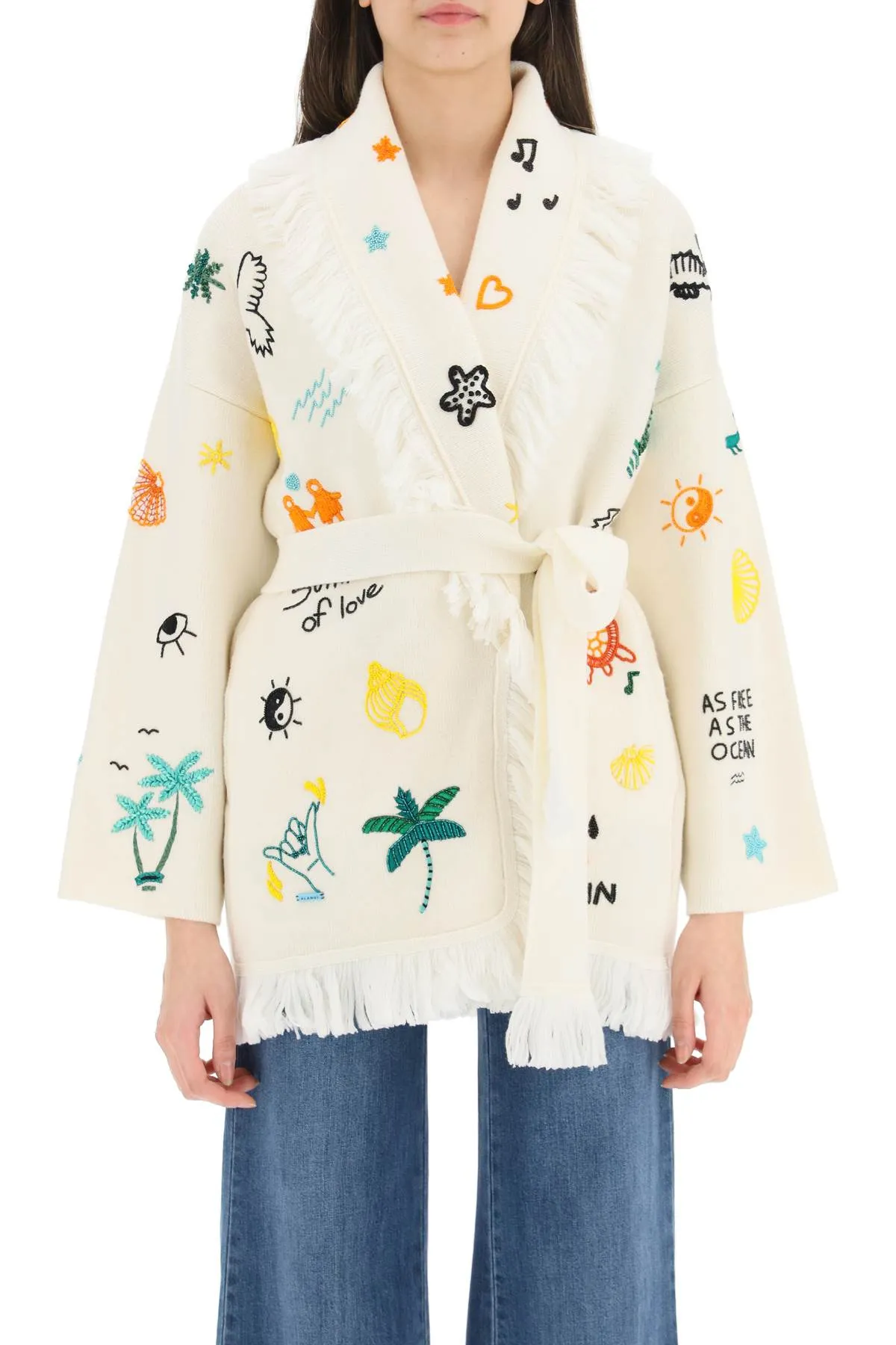 Alanui Embroidered Tie-Waist Cardigan