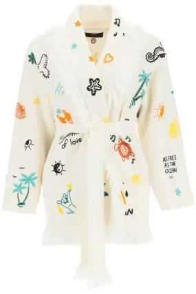 Alanui Embroidered Tie-Waist Cardigan