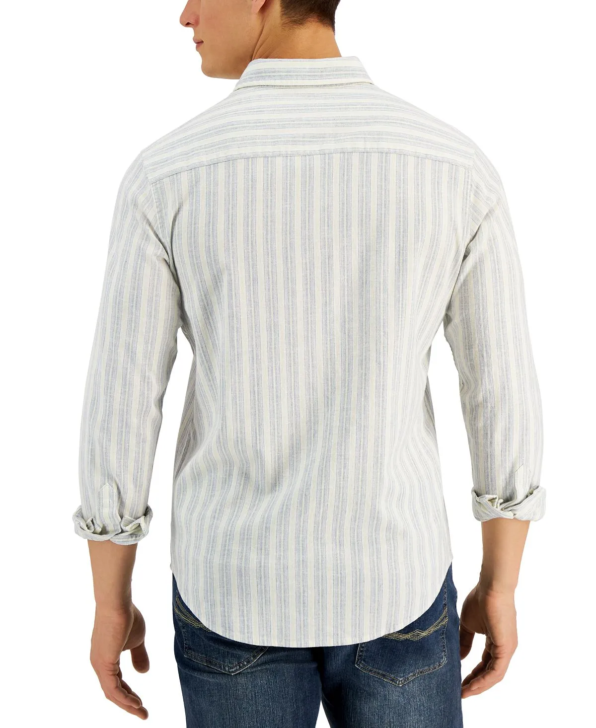 Alfani Men's Casal Stripe PrinT-Shirt White Size Medium