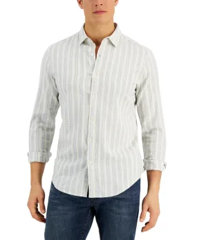 Alfani Men's Casal Stripe PrinT-Shirt White Size Medium