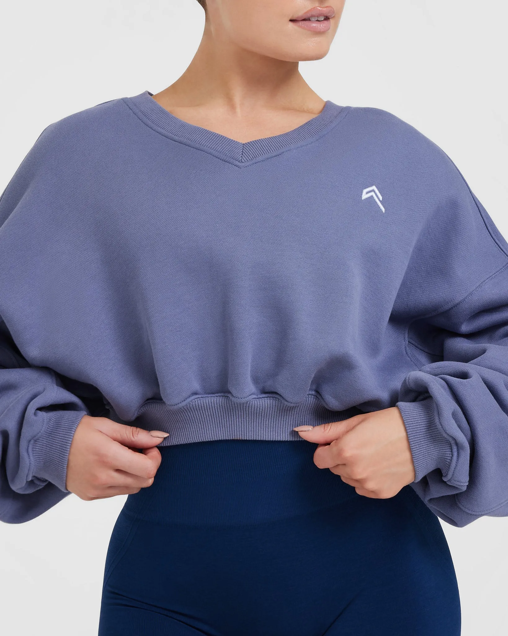 All Day Lightweight Oversized V-Neck Sweatshirt | Slate Blue