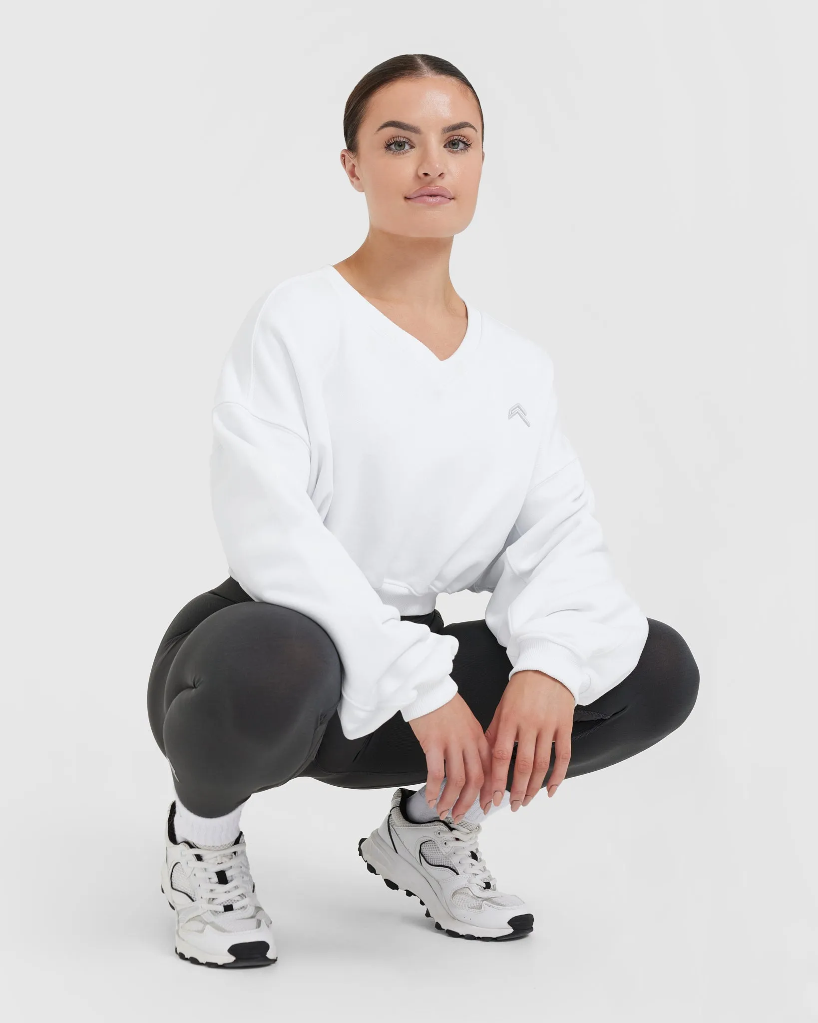 All Day Lightweight Oversized V-Neck Sweatshirt | White