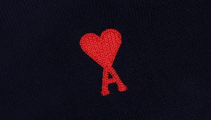 AMI PARIS  |Pullovers Heart Wool U-Neck Long Sleeves Logo Designers