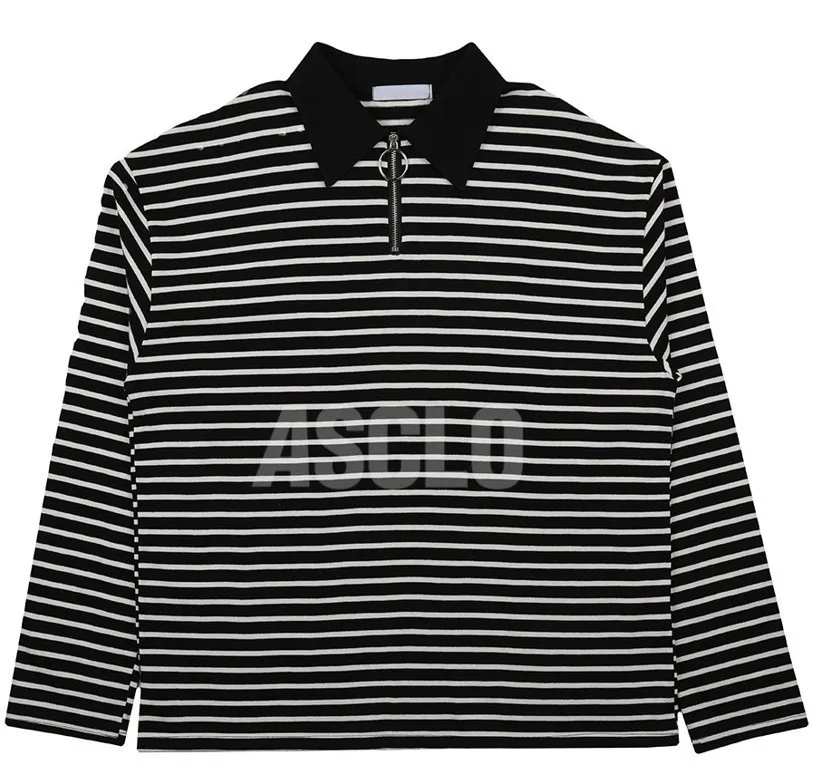 ASCLO  |Pullovers Stripes Unisex Street Style Long Sleeves Cotton