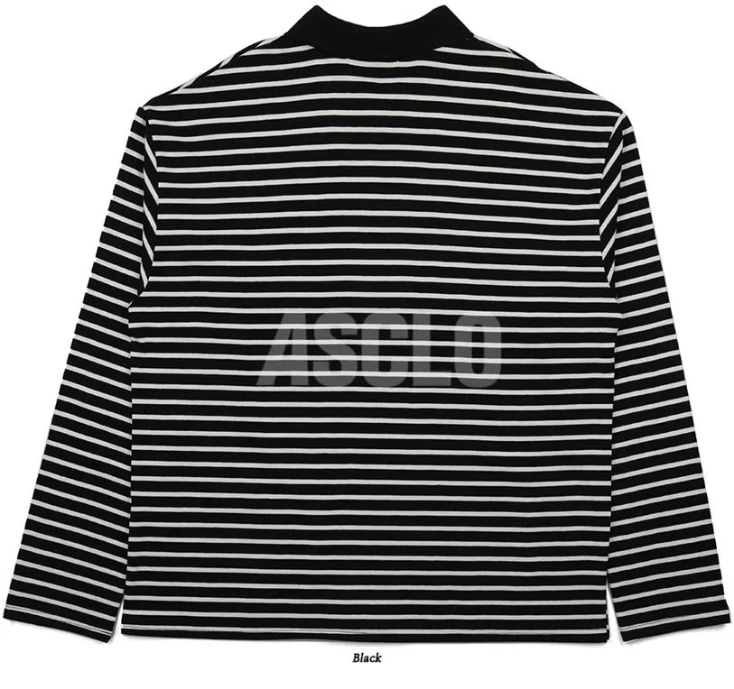 ASCLO  |Pullovers Stripes Unisex Street Style Long Sleeves Cotton