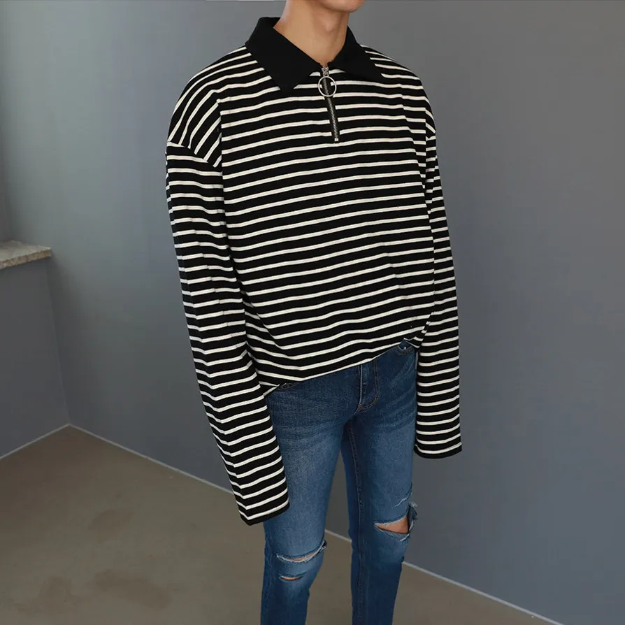 ASCLO  |Pullovers Stripes Unisex Street Style Long Sleeves Cotton