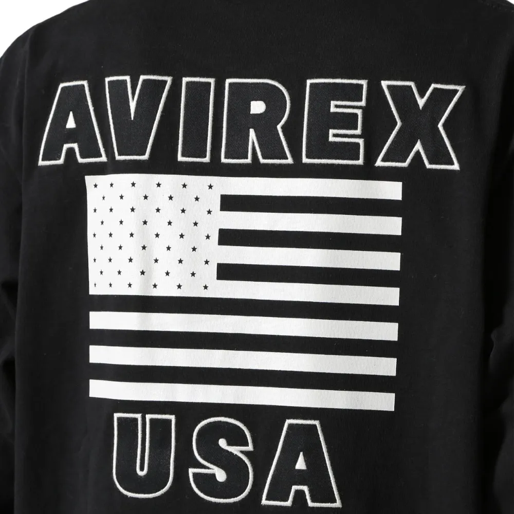 AVIREX  |Crew Neck Street Style Long Sleeves Plain Cotton