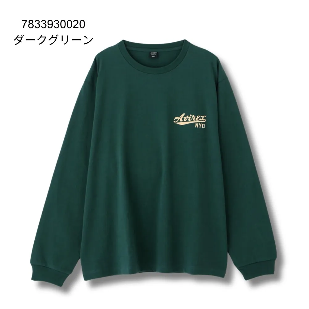 AVIREX  |Crew Neck Street Style Long Sleeves Plain Cotton