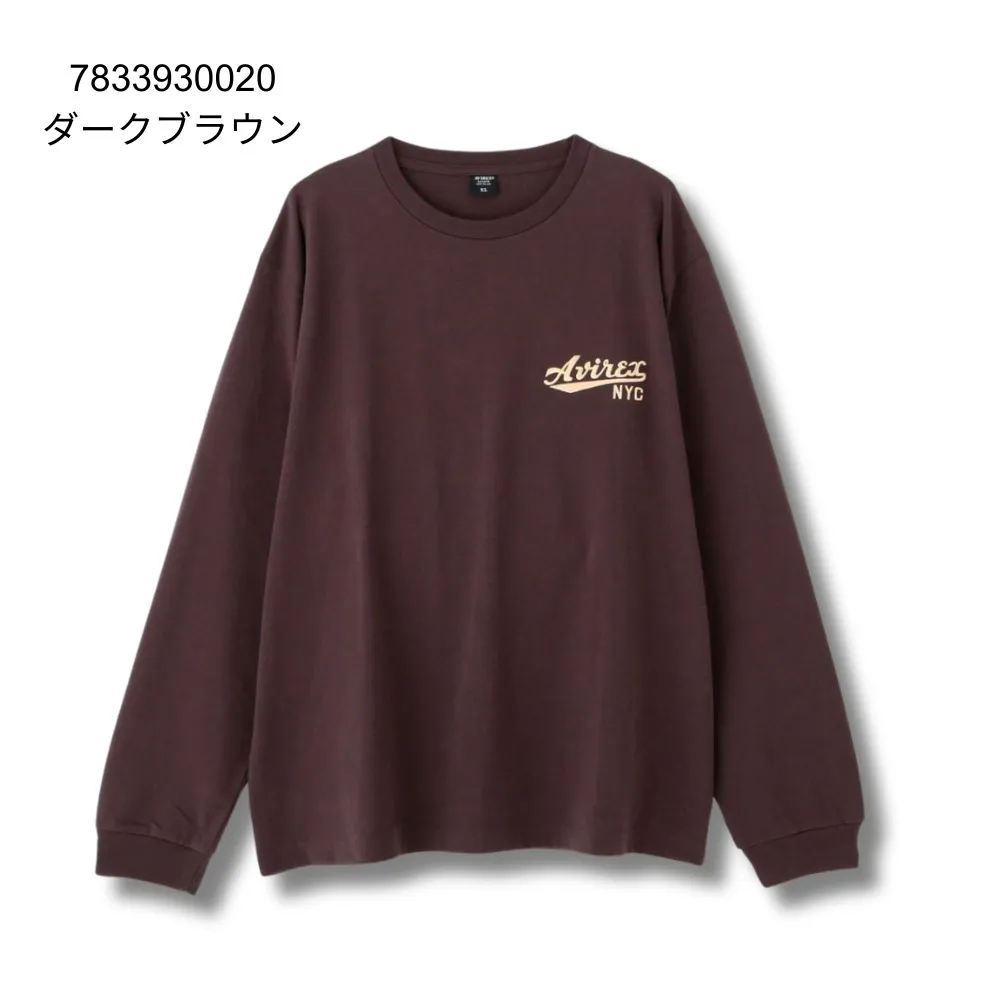 AVIREX  |Crew Neck Street Style Long Sleeves Plain Cotton