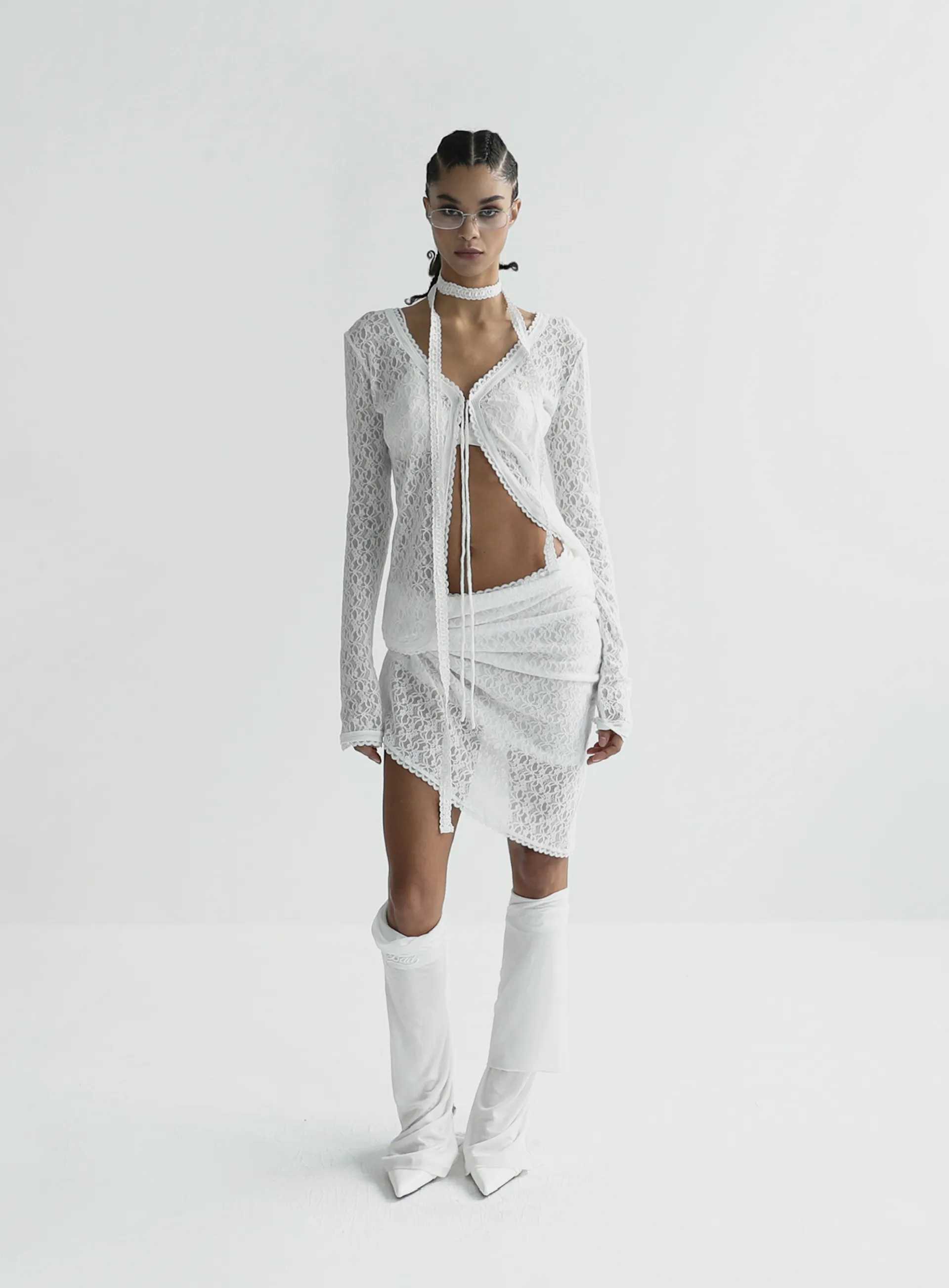 BADBLOOD  |Street Style Long Sleeves Plain Cotton Lace Cardigans