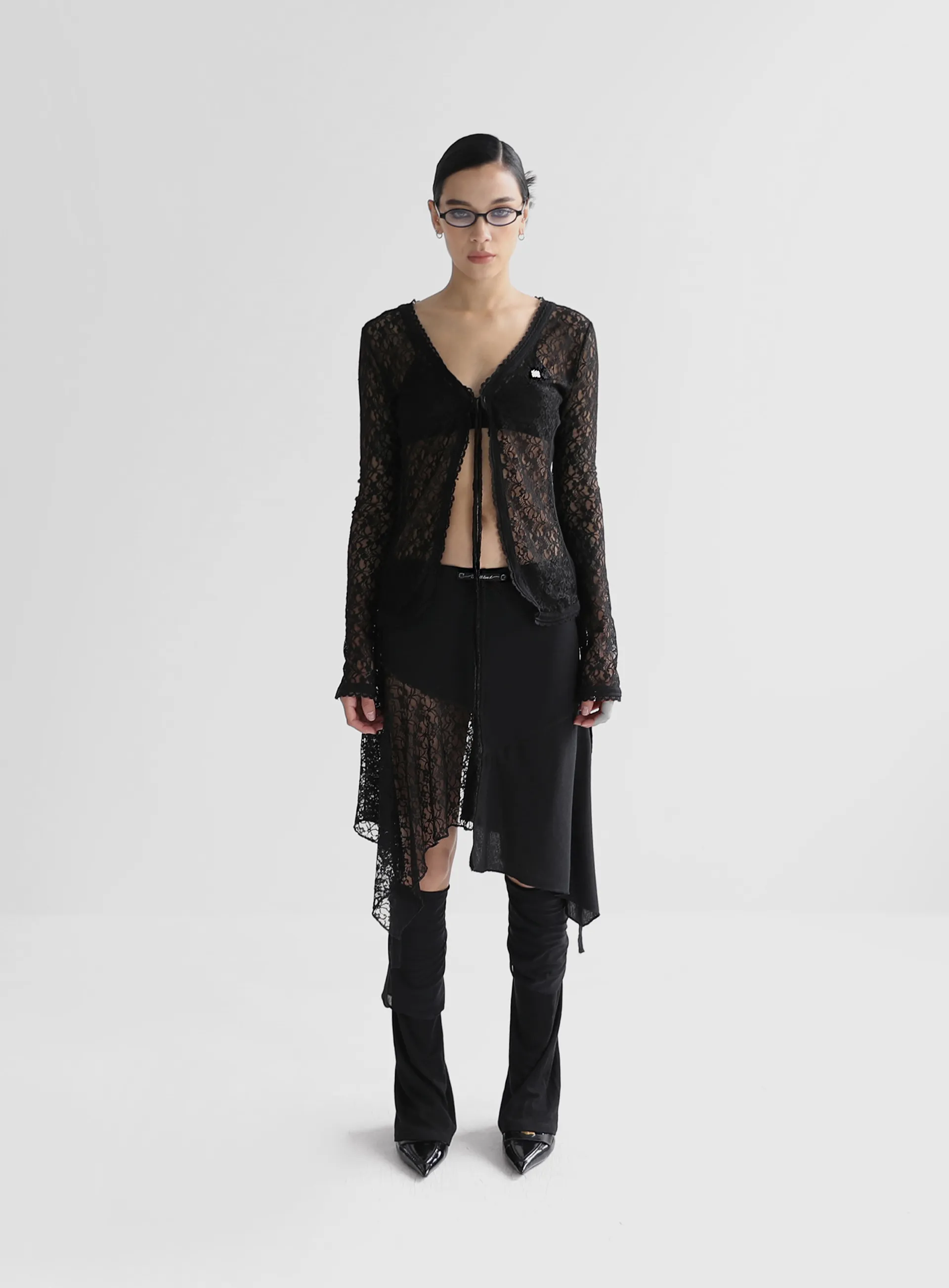 BADBLOOD  |Street Style Long Sleeves Plain Cotton Lace Cardigans