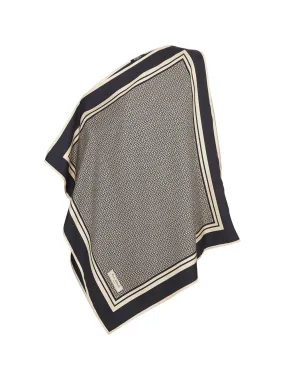 Balmain Asymetric Monogram Scarf Silk Top in Ivoire/Noir