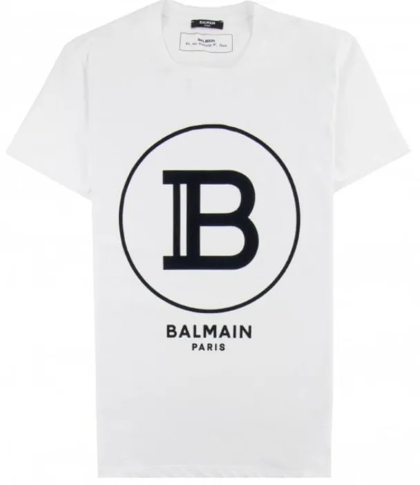 BALMAIN  |Crew Neck Pullovers Unisex Street Style Cotton Short Sleeves