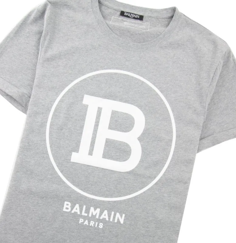 BALMAIN  |Crew Neck Pullovers Unisex Street Style Cotton Short Sleeves