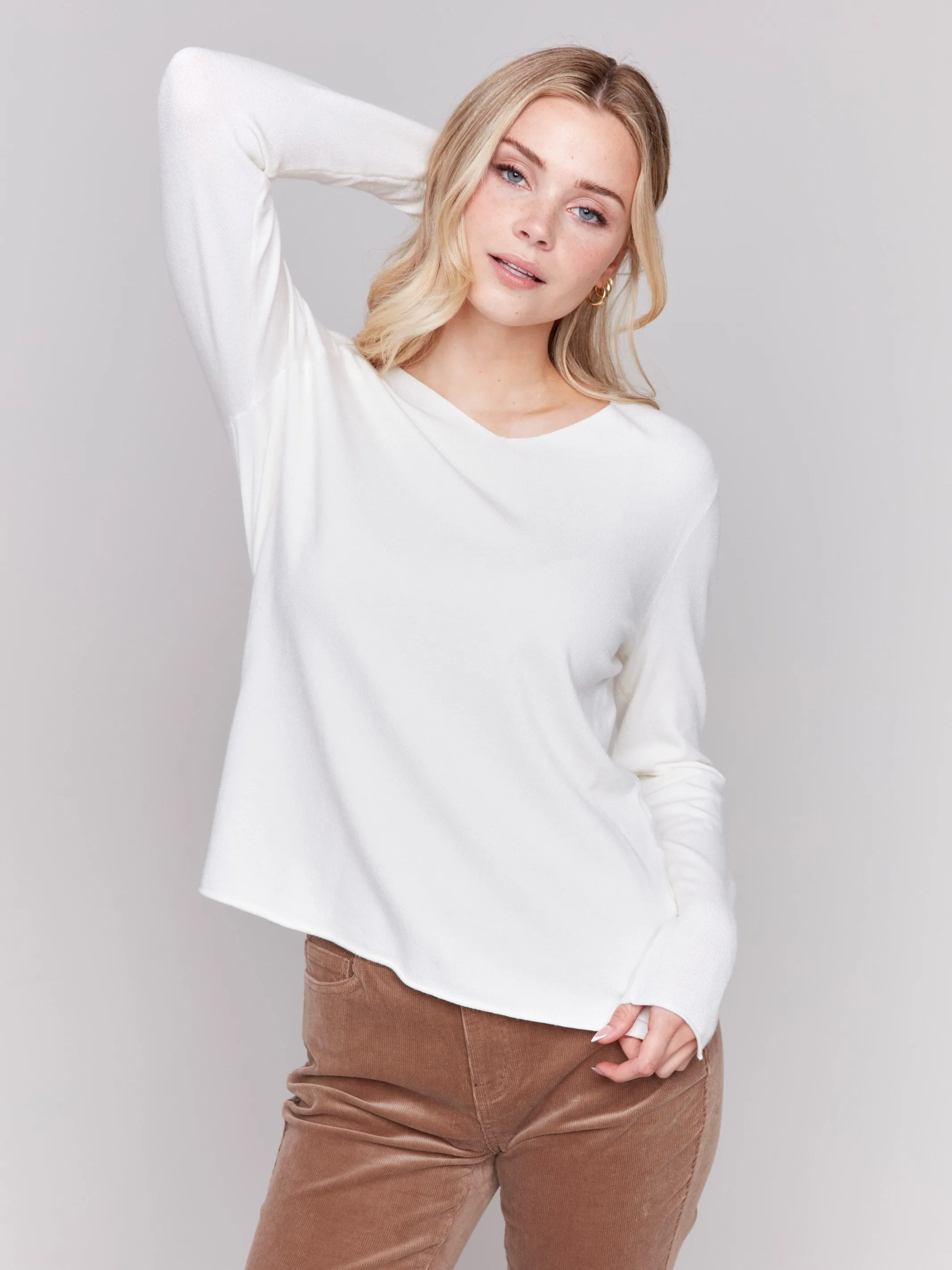 Basic V-Neck Sweater - Ecru