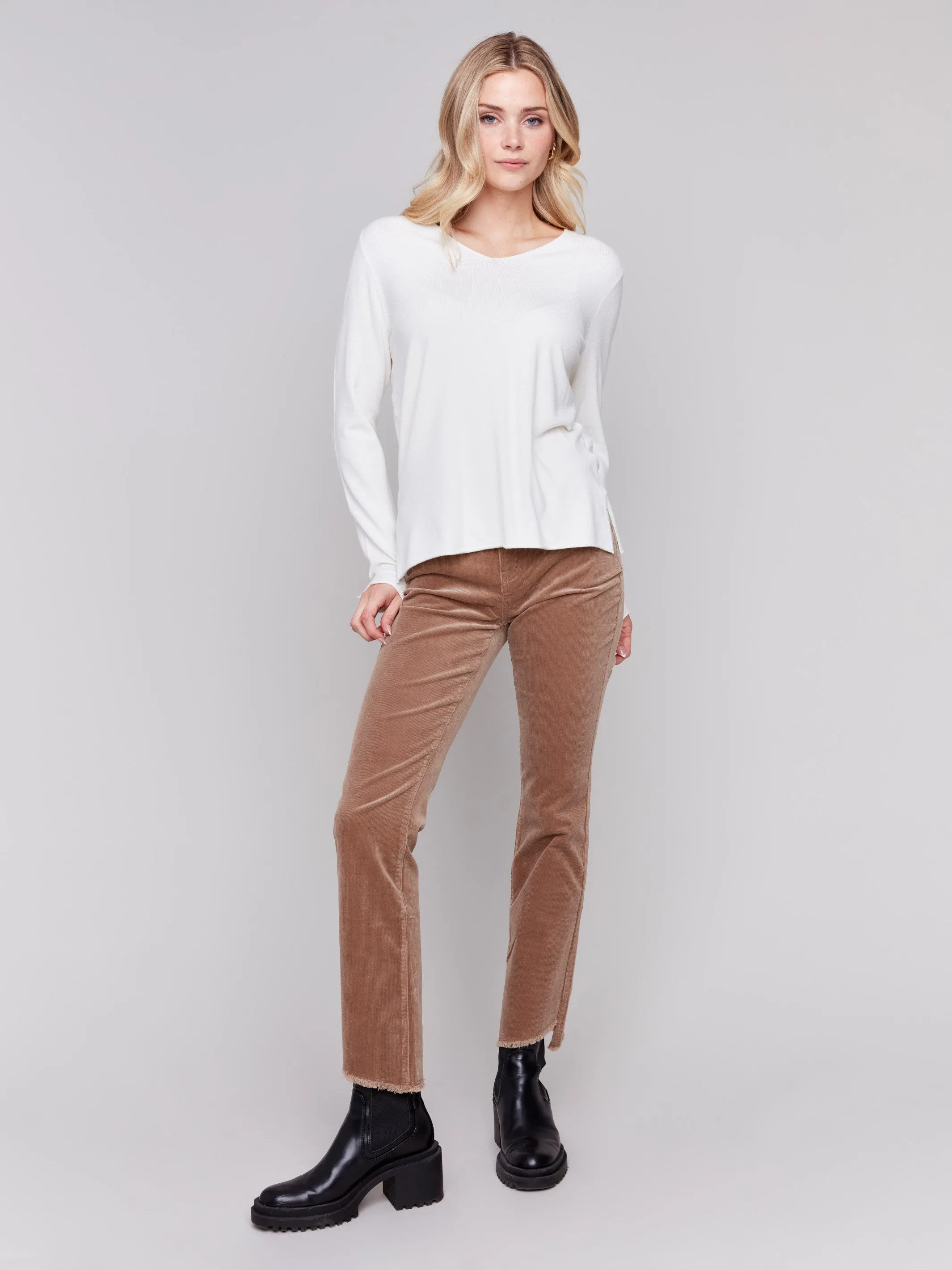 Basic V-Neck Sweater - Ecru