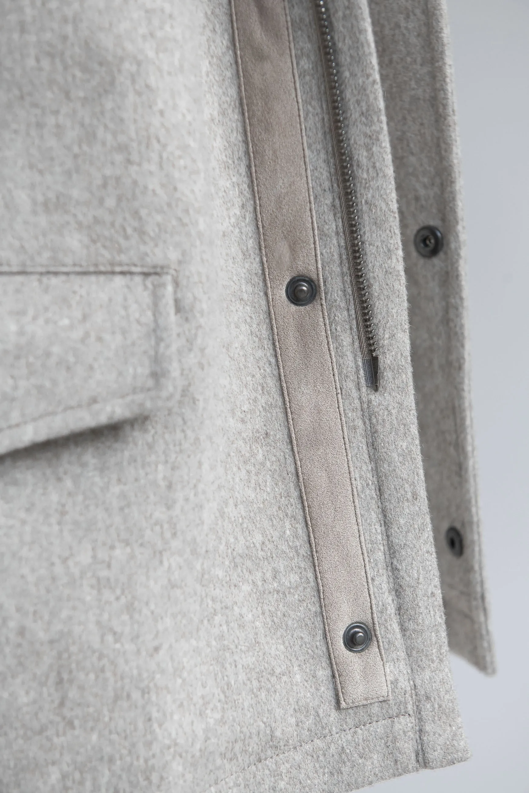 Beige field jacket in Loro Piana fabric - Made in Italy