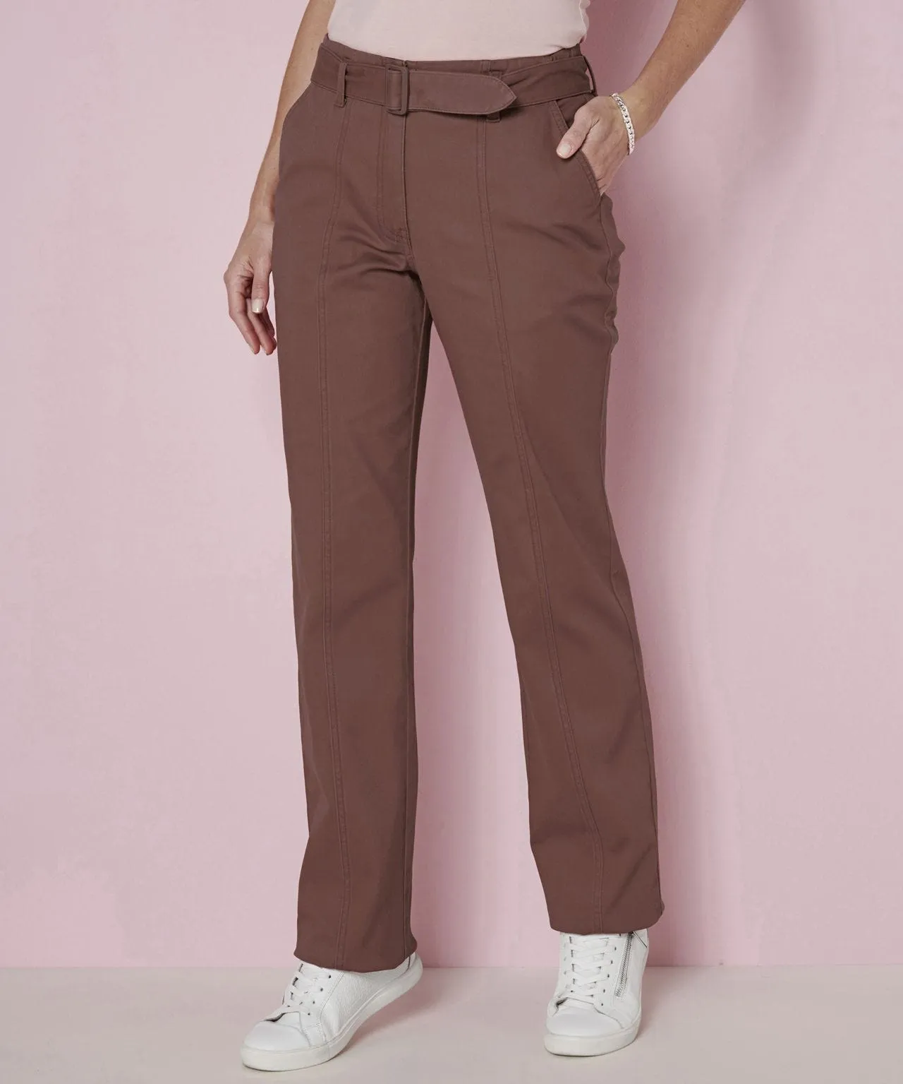 Belt Fastening Wide-Leg Trousers