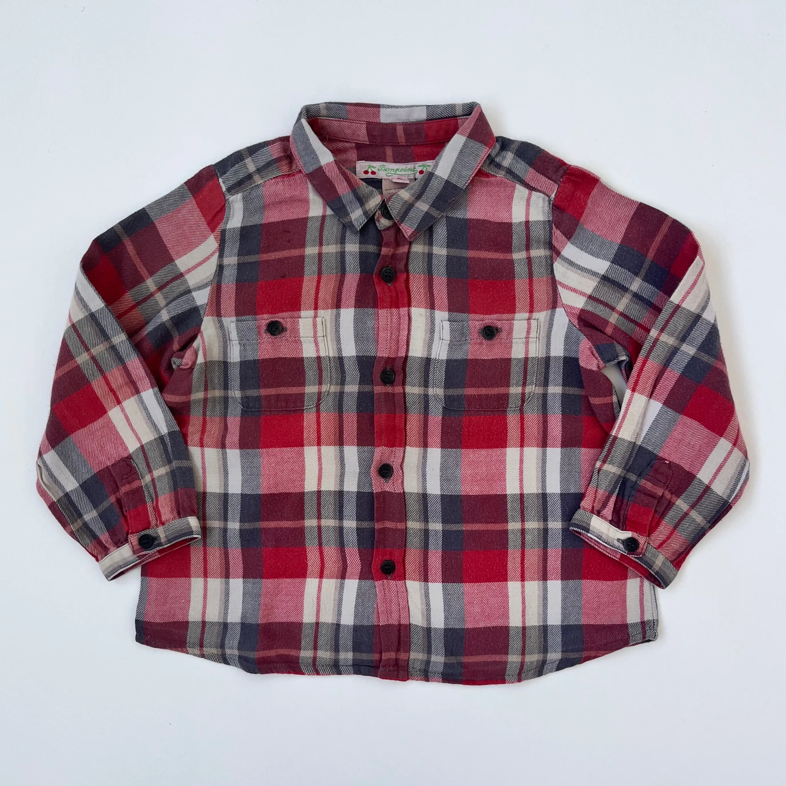 Bonpoint Red Tone Brushed Check Shirt: 2 Years