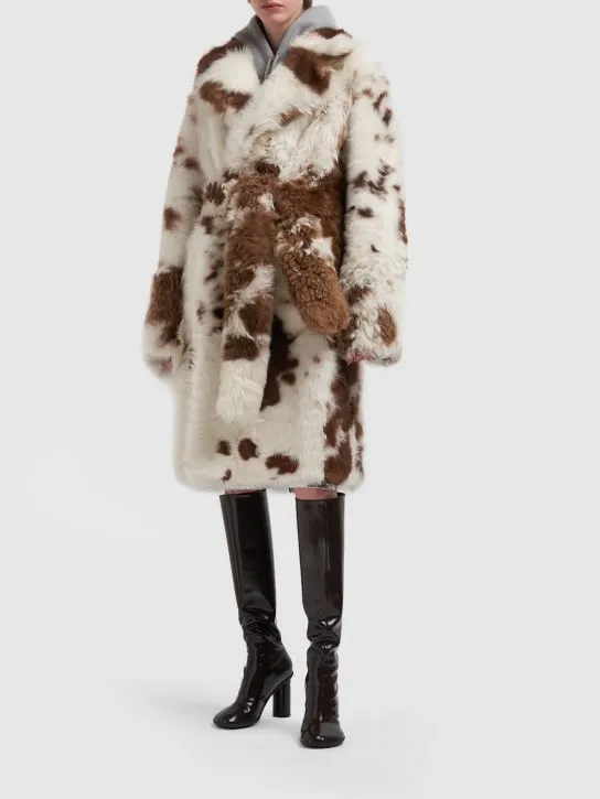 Bottega Veneta   Regular fit spotted shearling coat 