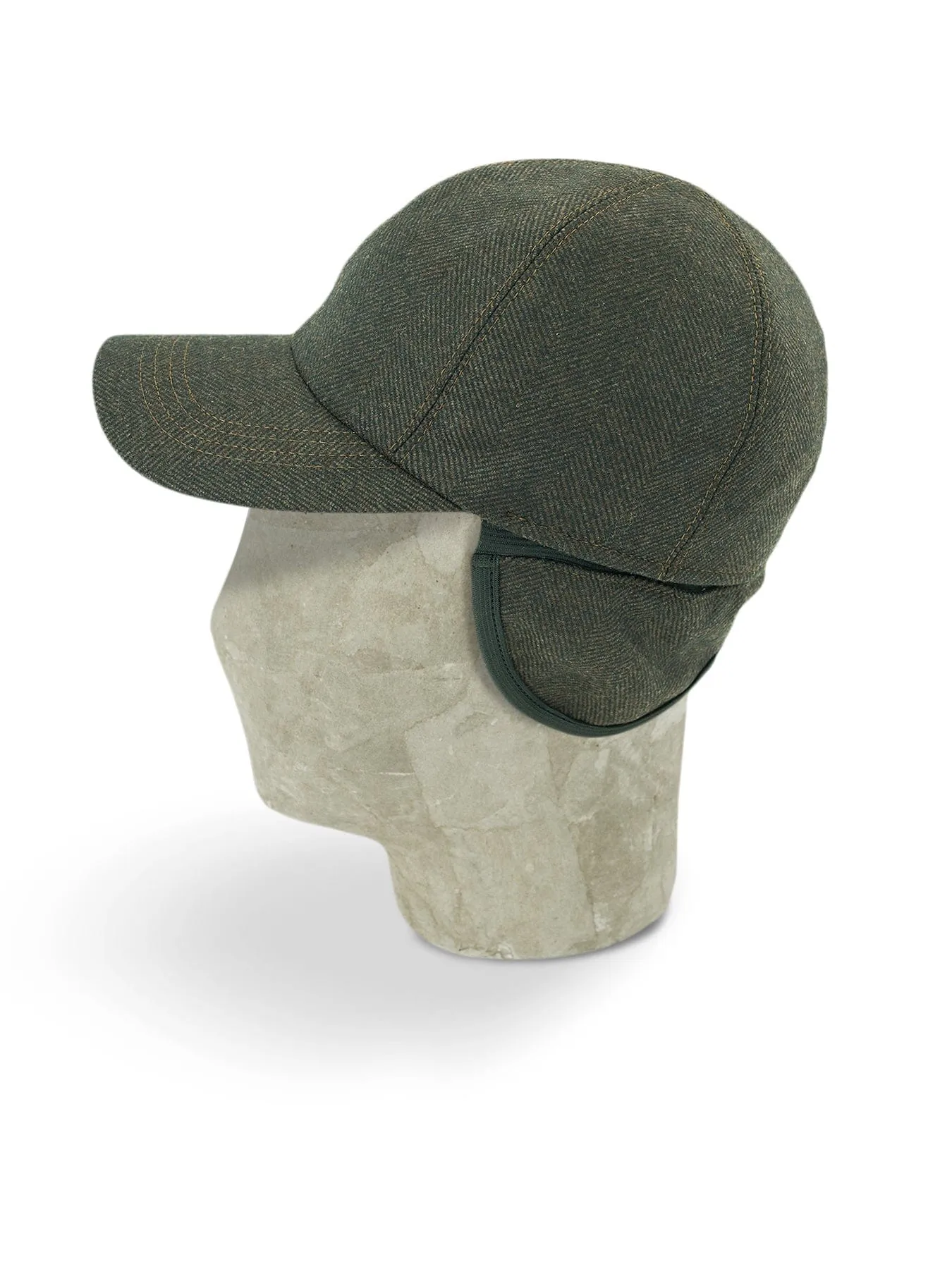 Brown Herringbone Loro Piana Storm System Wool Baseball Cap