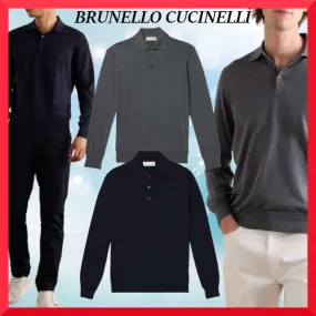 BRUNELLO CUCINELLI  |Pullovers Street Style Long Sleeves Plain Cotton Bridal Logo