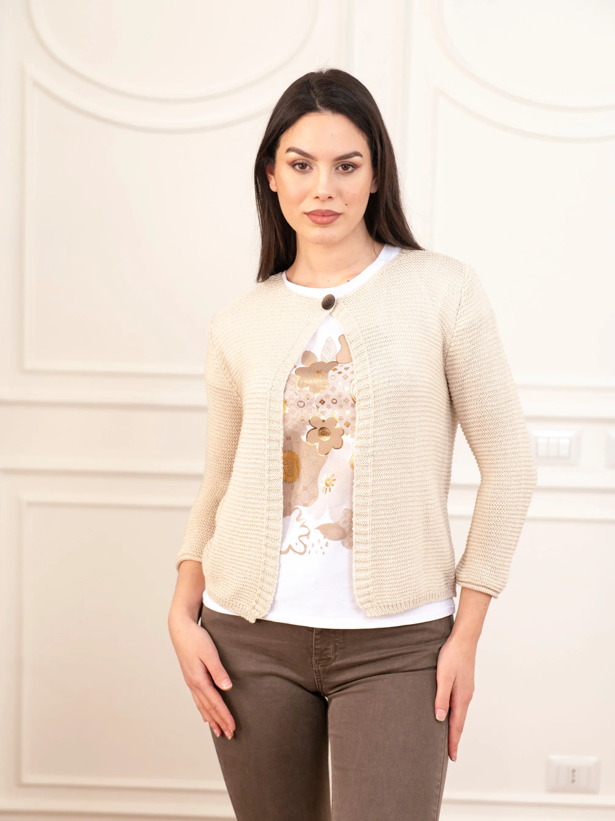 Cardigan Filo 1 Bottone Basic