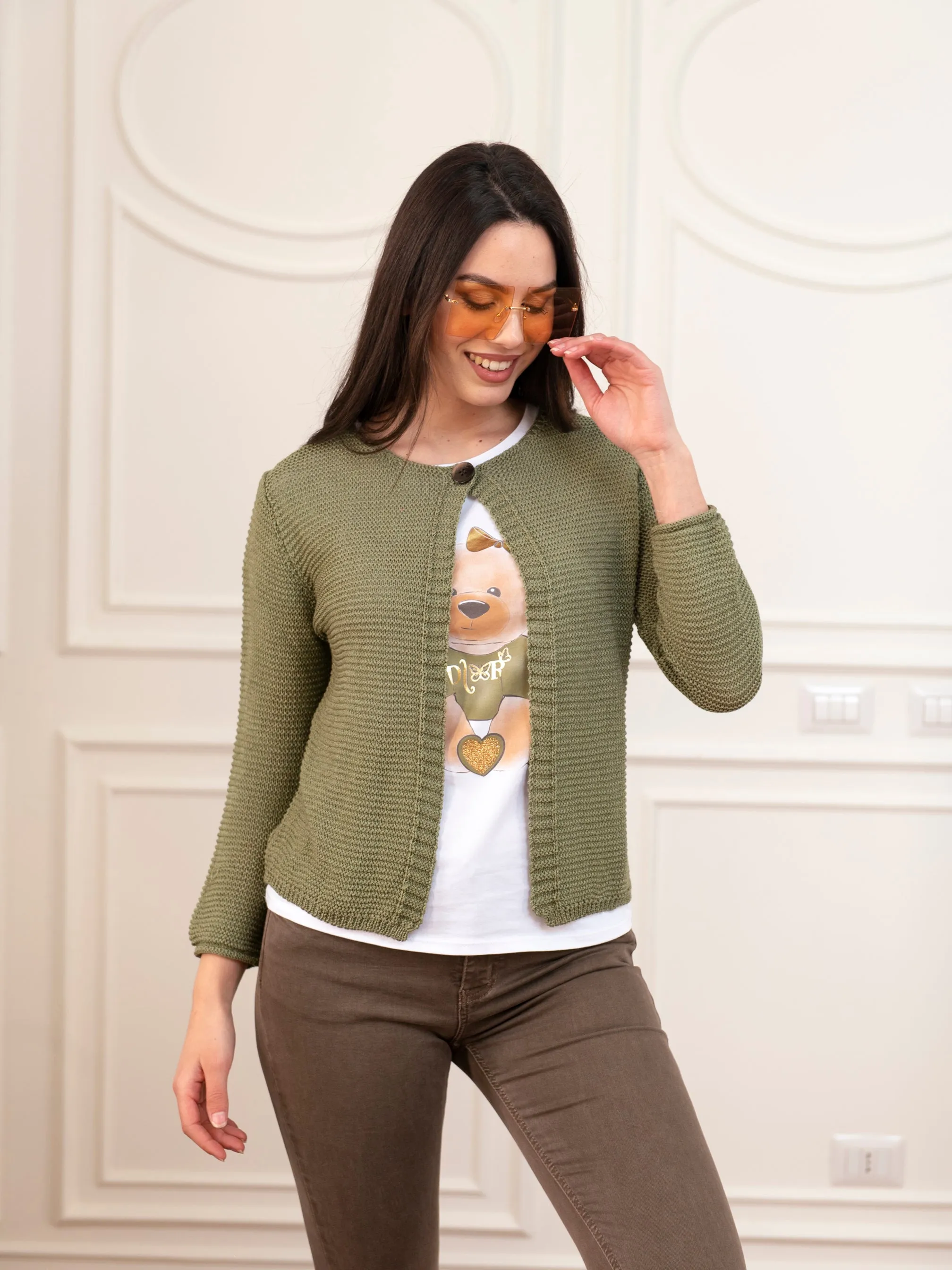 Cardigan Filo 1 Bottone Basic