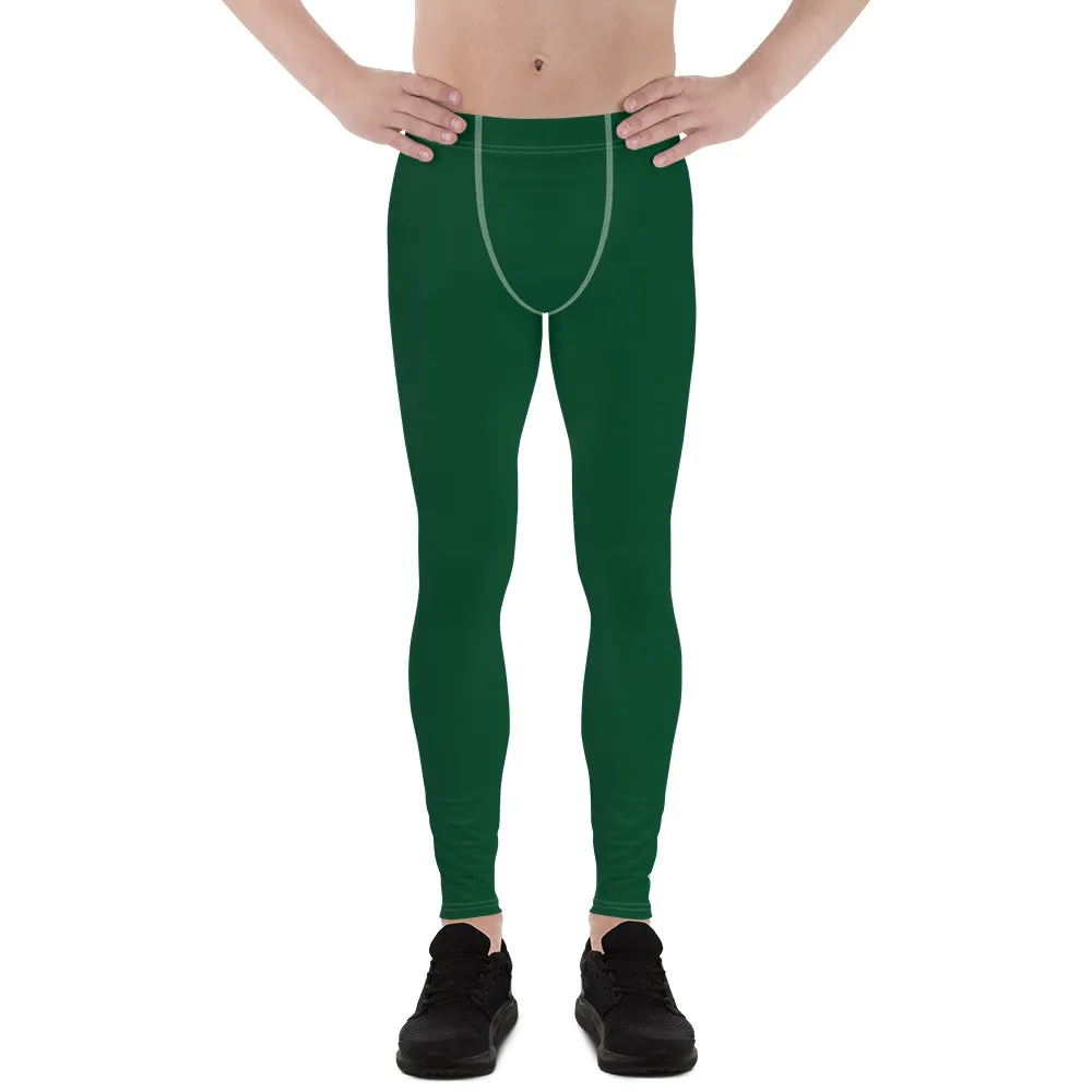 Casual Elegance: Men's Solid Color Activewear Leggings - Sherwood Forest