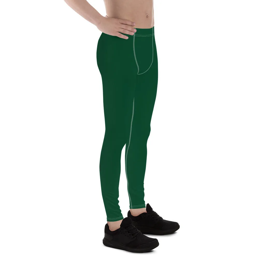 Casual Elegance: Men's Solid Color Activewear Leggings - Sherwood Forest