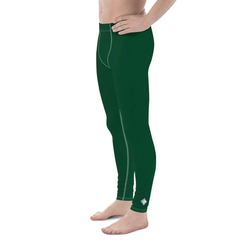 Casual Elegance: Men's Solid Color Activewear Leggings - Sherwood Forest