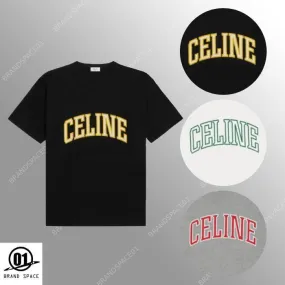 CELINE  |Crew Neck Pullovers Unisex Street Style Plain Cotton