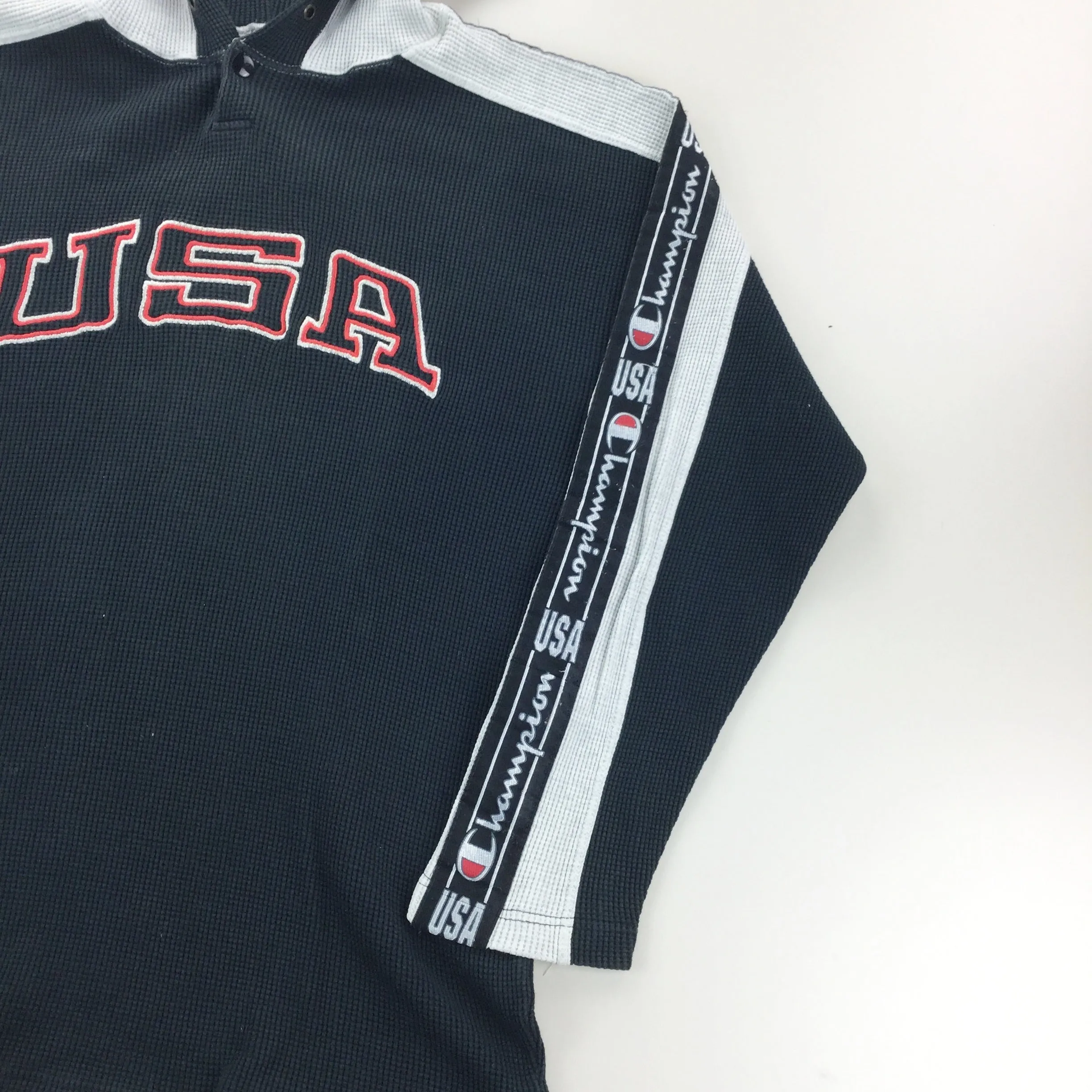 Champion USA 90s Spellout Hoodie - Large