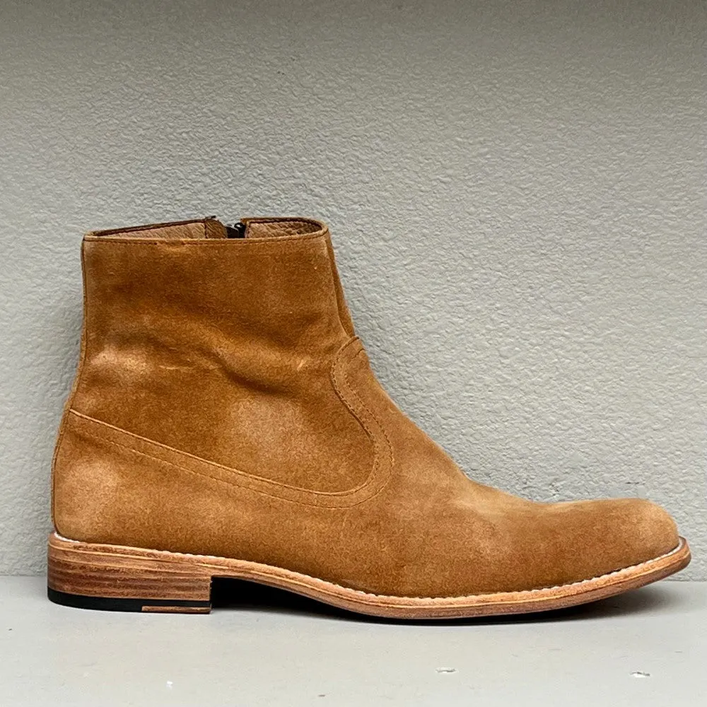 Chelsea Boot- Side Zip/ Cognac Suede w/ oil accents/ leather sole