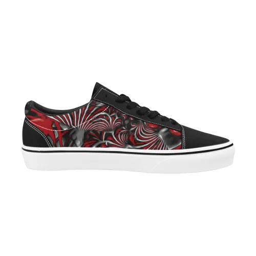 Crimson Burst Fractal Men's Low Top Skateboarding Shoes