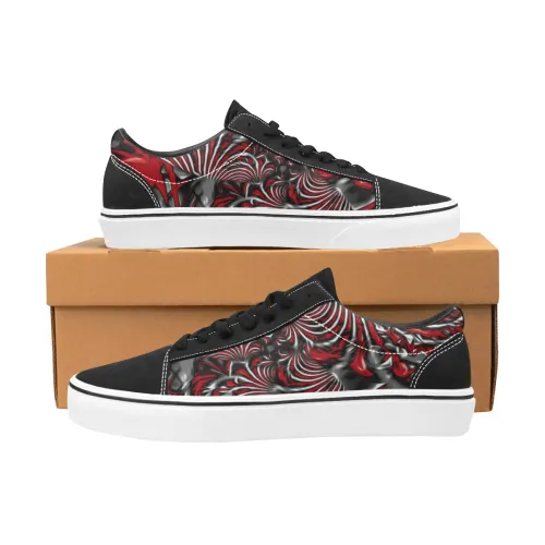 Crimson Burst Fractal Men's Low Top Skateboarding Shoes