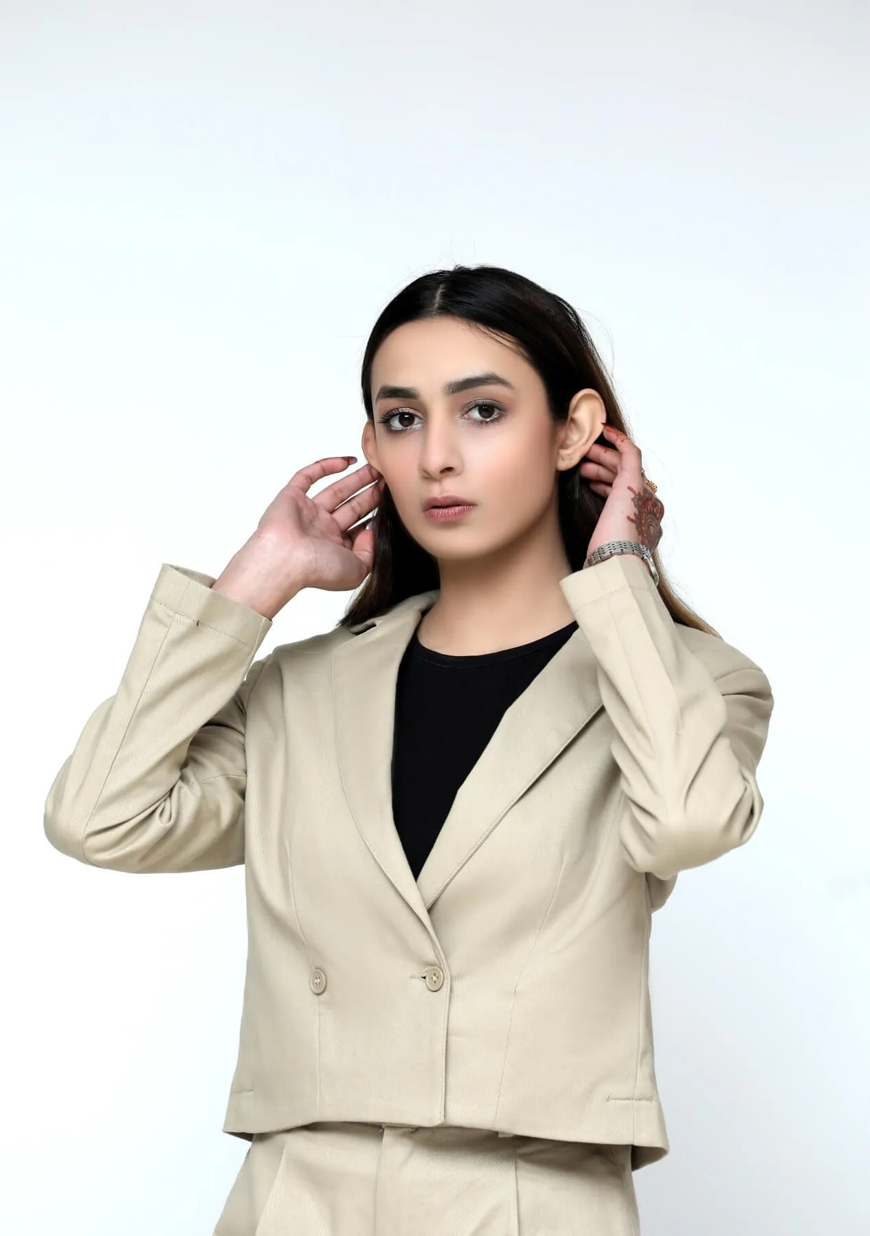 Cropped blazer - beige