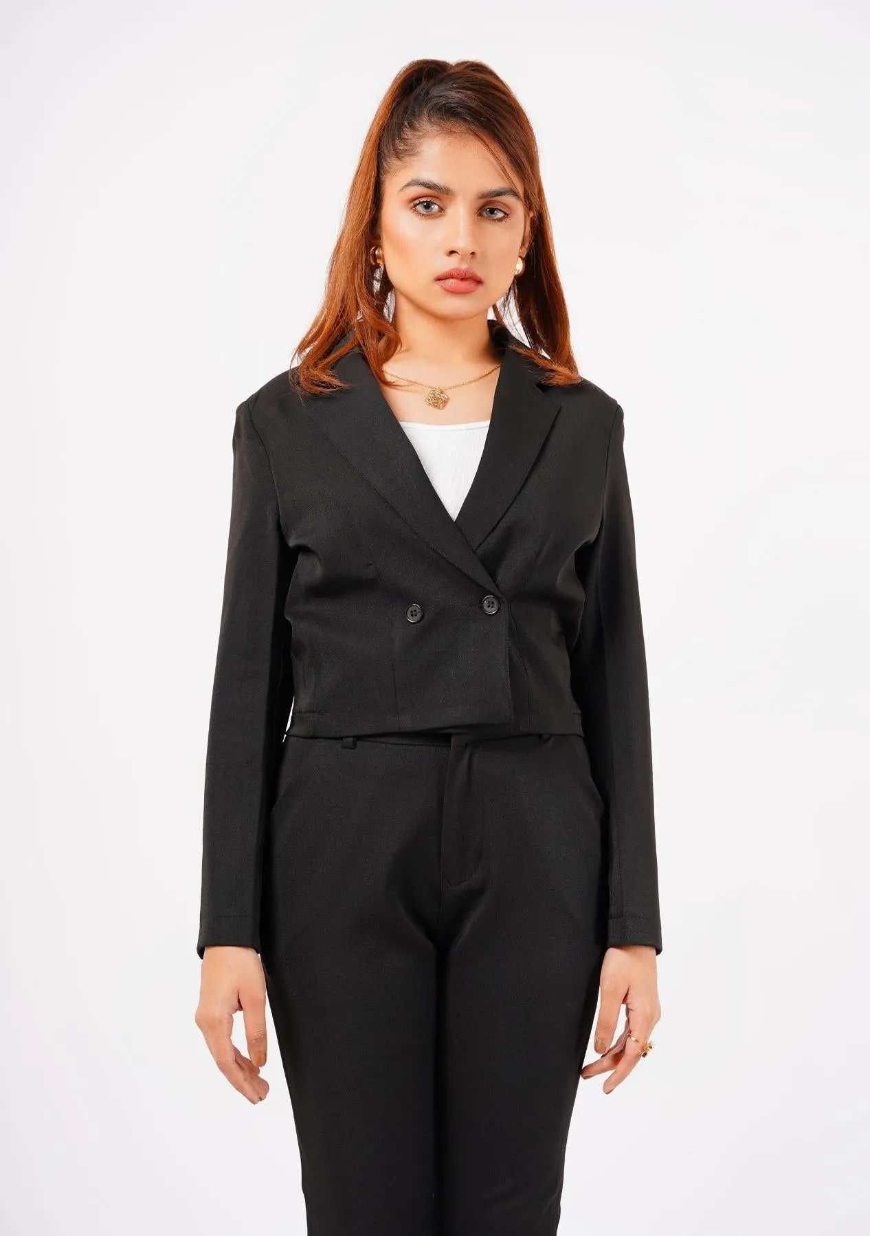 Cropped Blazer - black