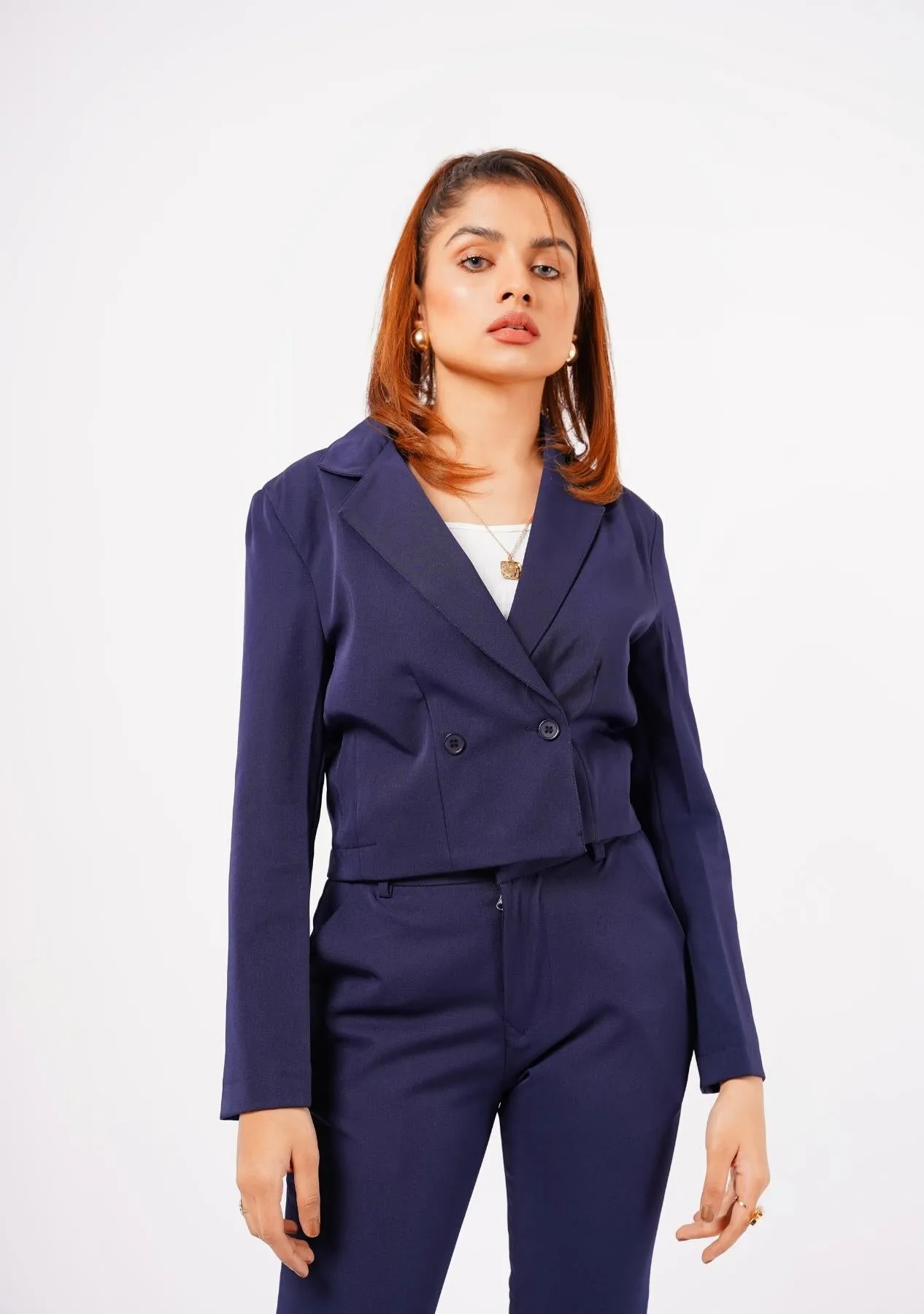 Cropped Blazer - navy blue