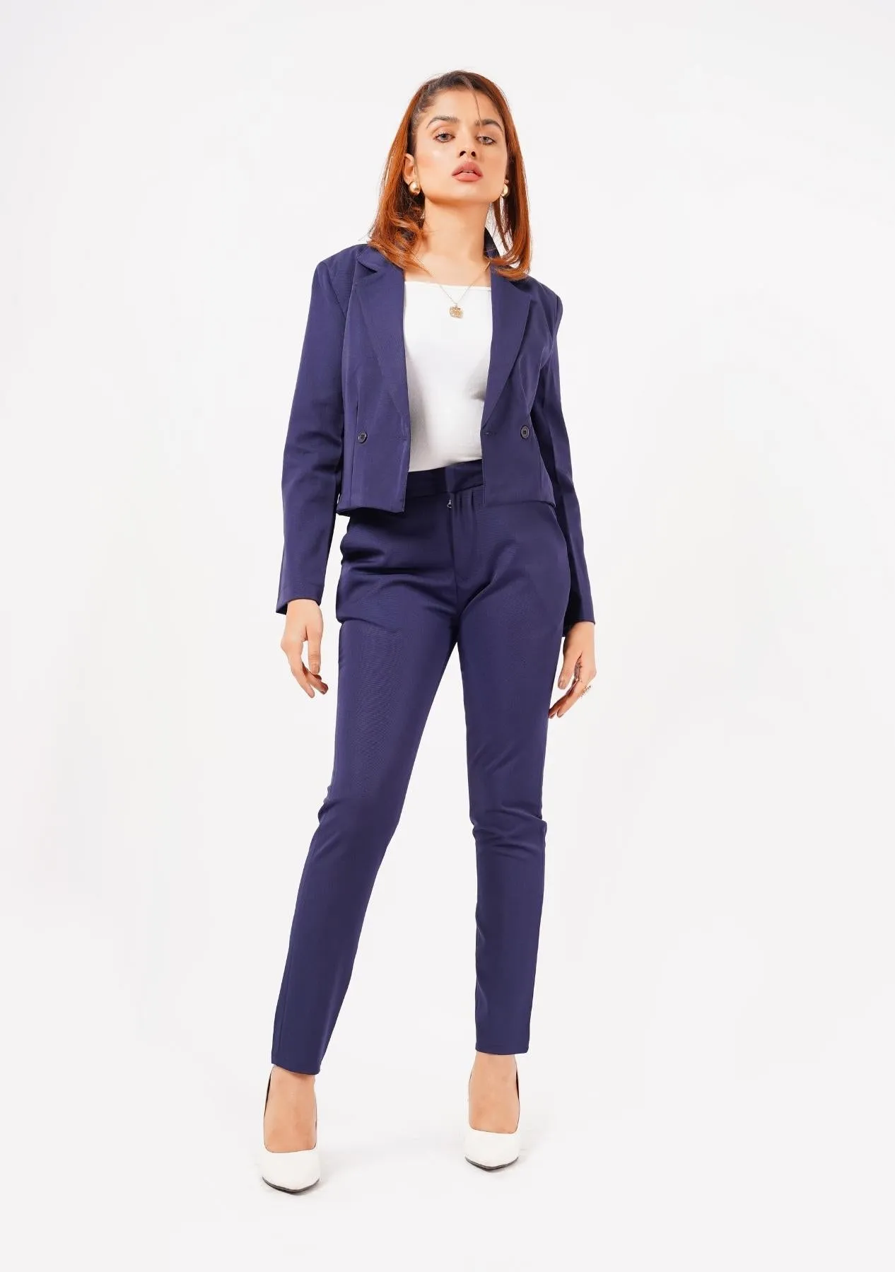 Cropped Blazer - navy blue