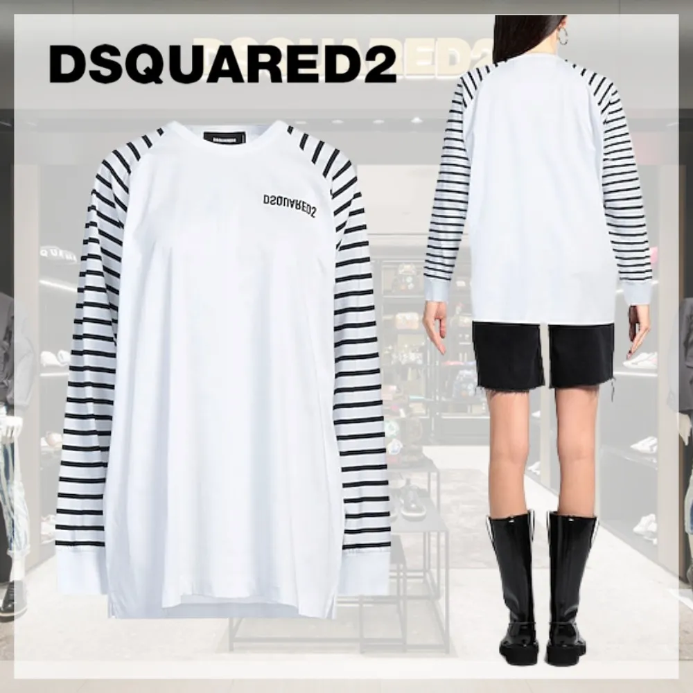 D SQUARED2  |Crew Neck Unisex Street Style Long Sleeves Cotton