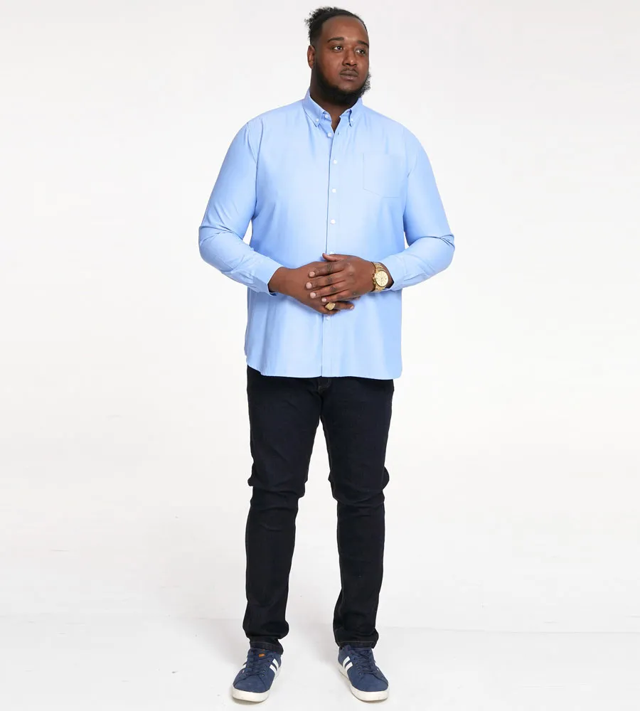 D555 Big Mens Sky Blue Oxford Shirt With Long Sleeves (RICHARD SKY BLUE)