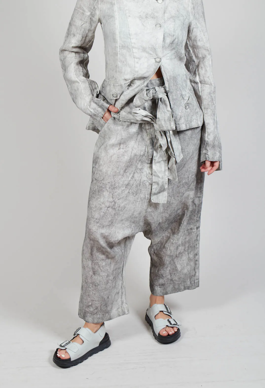 Double Belted Trousers in Dark Marble