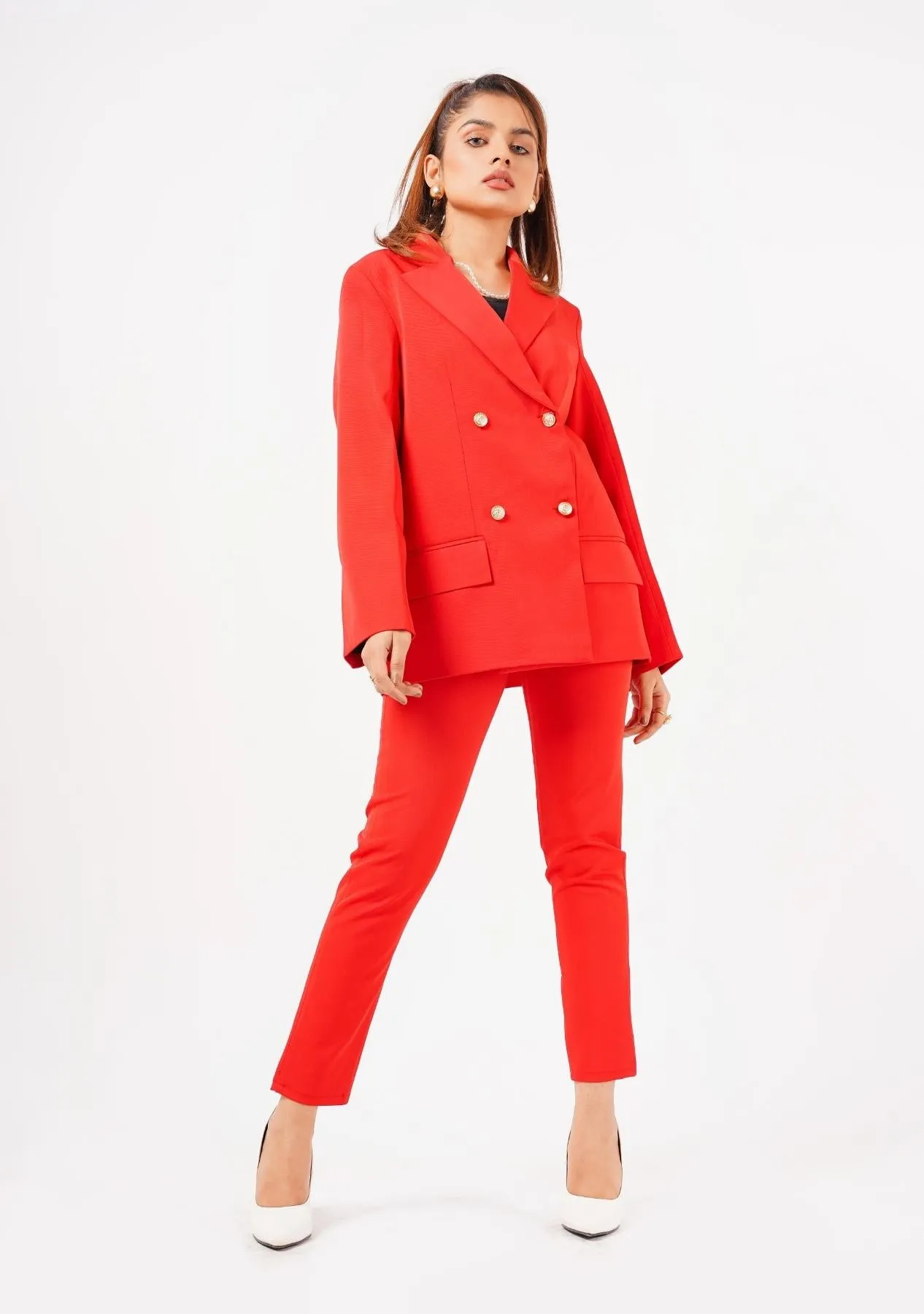 Double Breasted Blazer - red