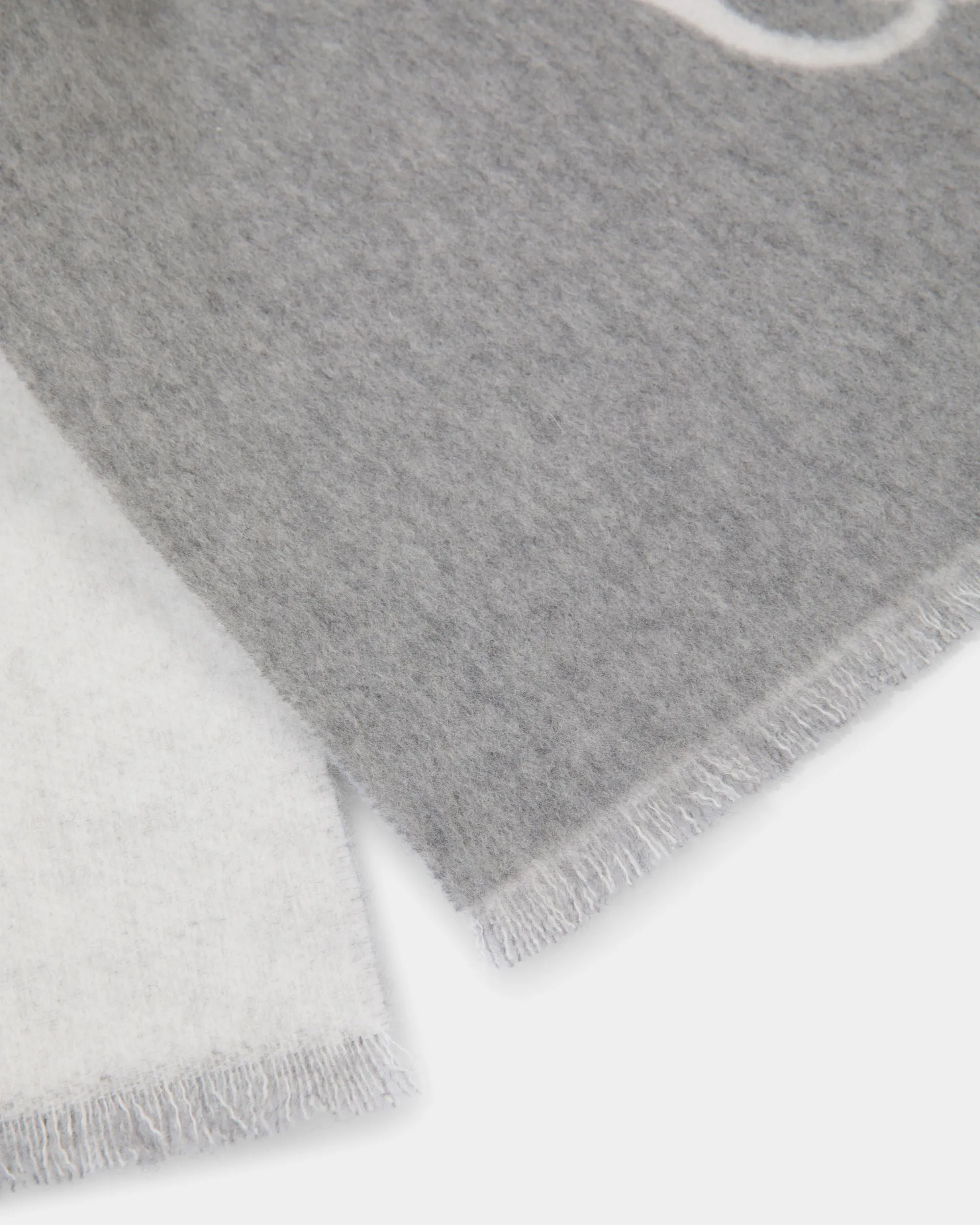 Emblem Scarf In Grey And White Wool 